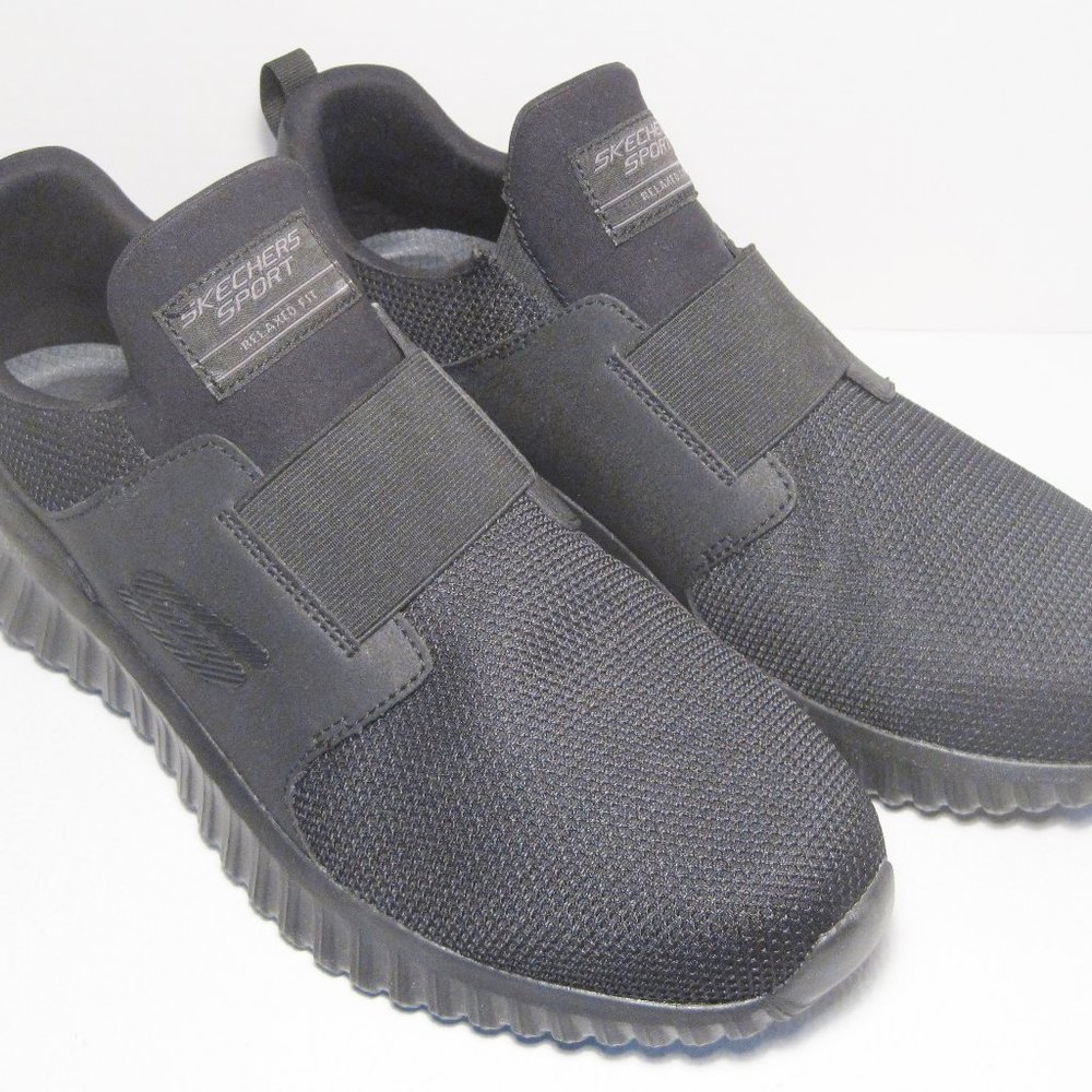 Men's SKECHERS Sz 13 Relaxed Fit DEPTH CHARGE 2.0 Slip on Sneaker Shoes-Black